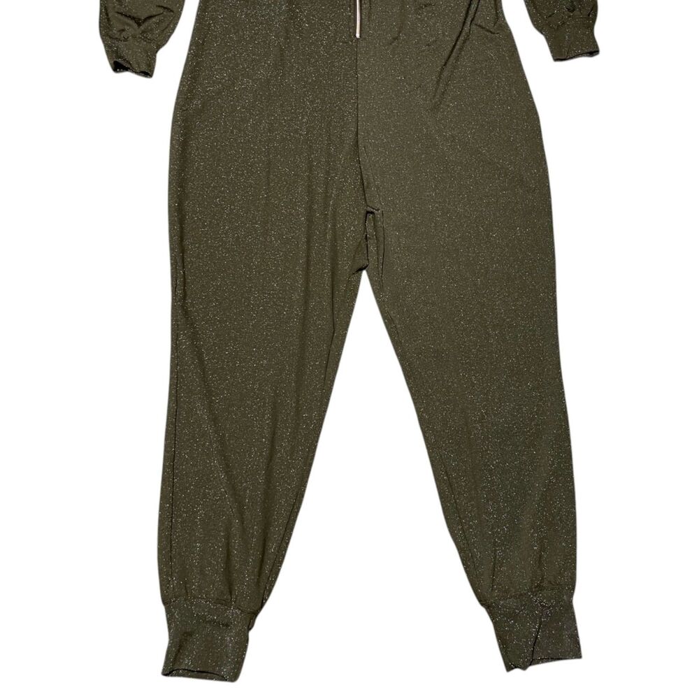 Savage X Fenty Sleep & Shine Hooded One Piece Lurex Jumpsuit 2X Olive Green - Picture 4 of 11